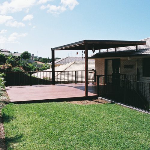 Timber deck with roof extension